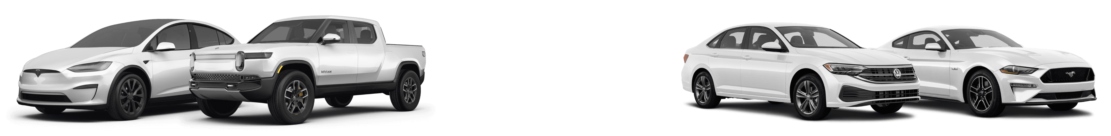 Lineup of vehicles including SUVs and sedans