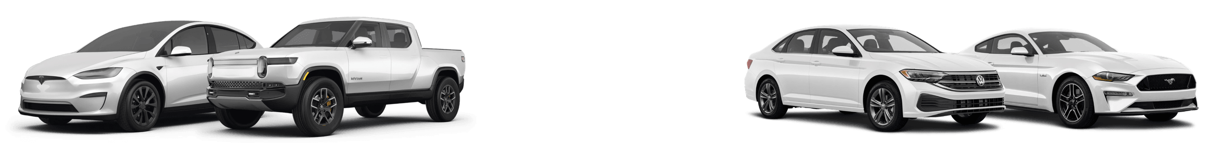 Lineup of vehicles including SUVs and sedans